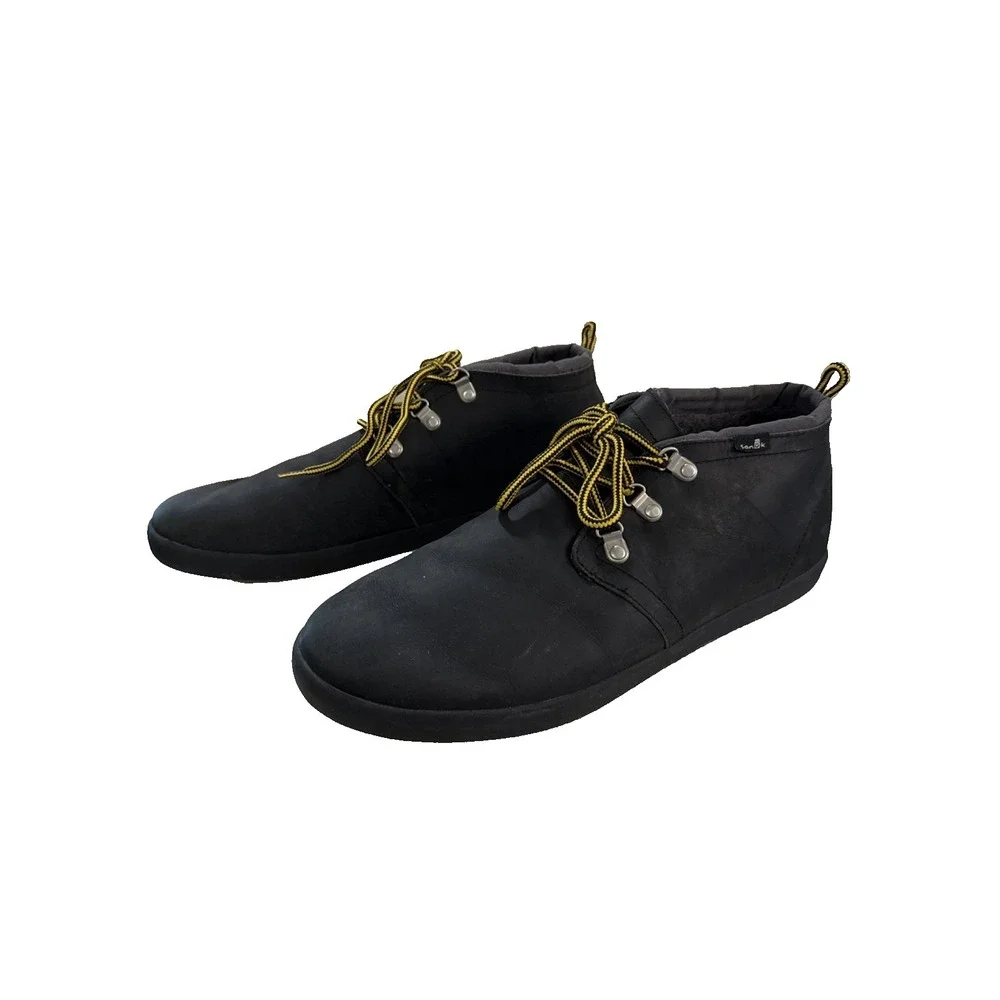 Sanuk Leather Chukka Boots Men's Size 13 Cargo Deluxe Black Casual Ankle Boots‎